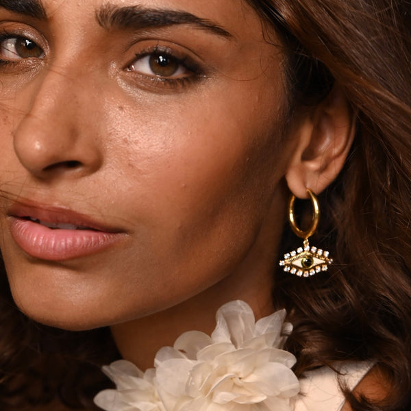 ENAMEL EVIL EYE HOOPS