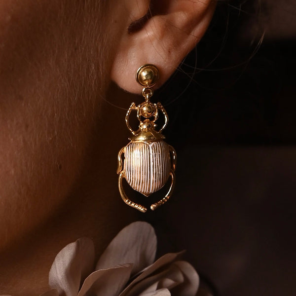 GOLD SCARAB DANGLERS