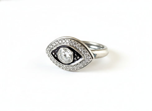 SILVER EVIL EYE RING