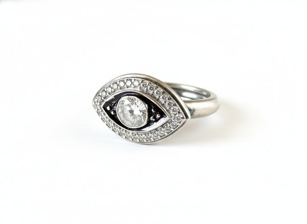 SILVER EVIL EYE RING