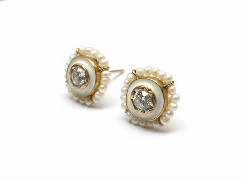 ENAMEL PEARL STUDS