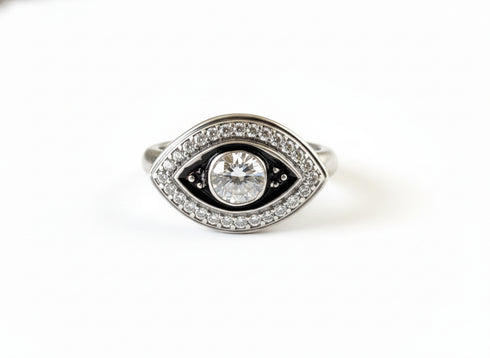 SILVER EVIL EYE RING