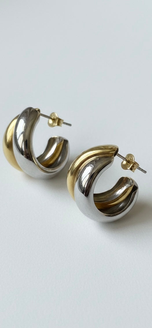 MIXED DOUBLE HOOP EARRINGS
