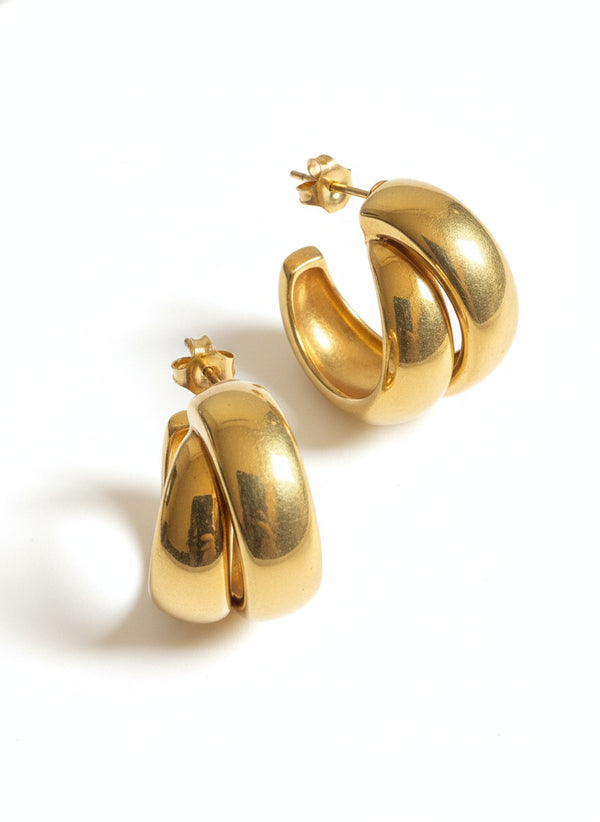 GOLD DOUBLE HOOPS