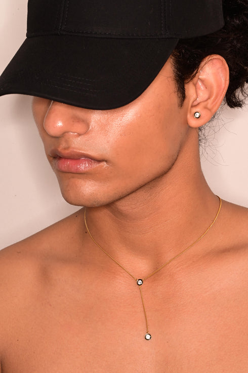 BLACK ENAMEL DIAMOND STUDS